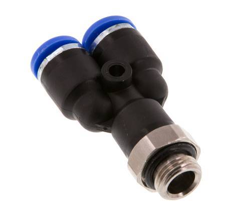 6mm x G1/8'' Y Push-in Fitting with Male Threads Brass/PA 66 NBR Rotatable [2 Pieces]