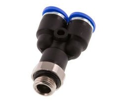 6mm x G1/8'' Y Push-in Fitting with Male Threads Brass/PA 66 NBR Rotatable [2 Pieces]