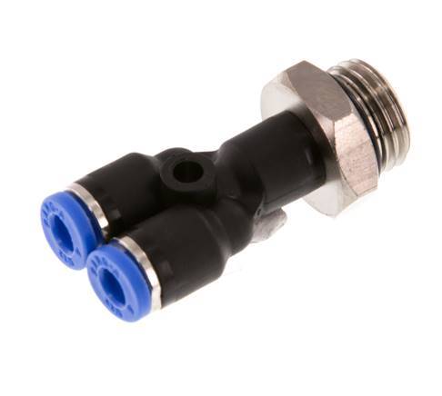4mm x G1/4'' Y Push-in Fitting with Male Threads Brass/PA 66 NBR Rotatable [2 Pieces]