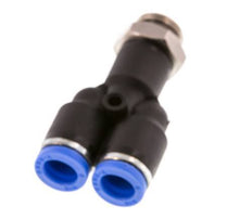 8mm x G1/4'' Y Push-in Fitting with Male Threads Brass/PA 66 NBR Rotatable [2 Pieces]