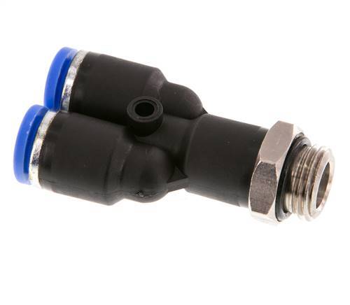 8mm x G1/4'' Y Push-in Fitting with Male Threads Brass/PA 66 NBR Rotatable [2 Pieces]