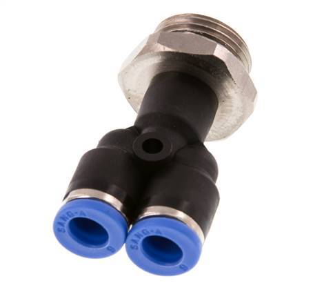 6mm x G3/8'' Y Push-in Fitting with Male Threads Brass/PA 66 NBR Rotatable [2 Pieces]