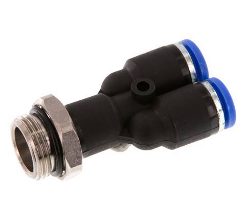 8mm x G3/8'' Y Push-in Fitting with Male Threads Brass/PA 66 NBR Rotatable [2 Pieces]