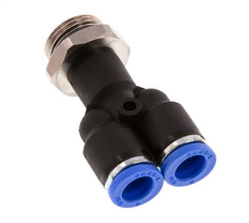 8mm x G3/8'' Y Push-in Fitting with Male Threads Brass/PA 66 NBR Rotatable [2 Pieces]