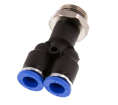 8mm x G3/8'' Y Push-in Fitting with Male Threads Brass/PA 66 NBR Rotatable [2 Pieces]