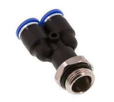 8mm x G3/8'' Y Push-in Fitting with Male Threads Brass/PA 66 NBR Rotatable [2 Pieces]