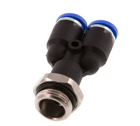 8mm x G3/8'' Y Push-in Fitting with Male Threads Brass/PA 66 NBR Rotatable [2 Pieces]