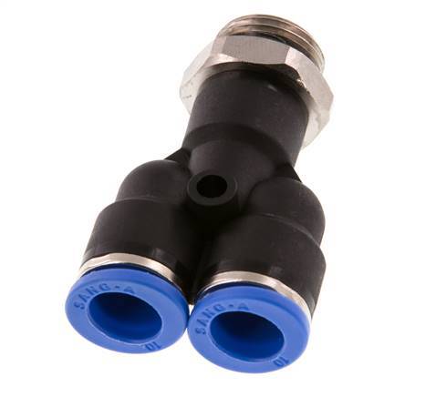 10mm x G3/8'' Y Push-in Fitting with Male Threads Brass/PA 66 NBR Rotatable