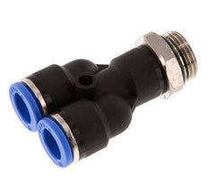 10mm x G3/8'' Y Push-in Fitting with Male Threads Brass/PA 66 NBR Rotatable