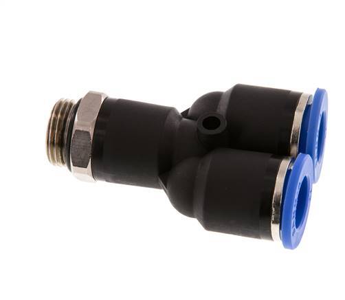12mm x G3/8'' Y Push-in Fitting with Male Threads Brass/PA 66 NBR Rotatable