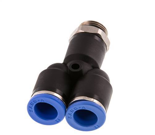 12mm x G3/8'' Y Push-in Fitting with Male Threads Brass/PA 66 NBR Rotatable