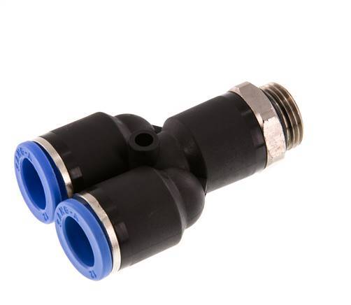12mm x G3/8'' Y Push-in Fitting with Male Threads Brass/PA 66 NBR Rotatable