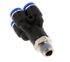 6mm x R1/8'' 4-way Y Manifold Push-in Fitting with Male Threads Brass/PA 66 NBR Rotatable