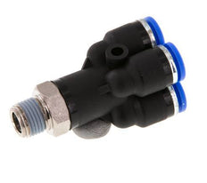 6mm x R1/8'' 4-way Y Manifold Push-in Fitting with Male Threads Brass/PA 66 NBR Rotatable