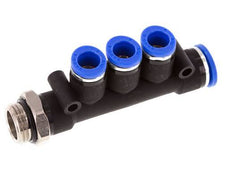 8mm x 10mm x G3/8'' 3-way Manifold Push-in Fitting with Male Threads Brass/PA 66 NBR Rotatable