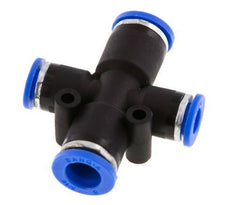 6mm x 8mm Cross Push-in Fitting PA 66 NBR 2 Outlets