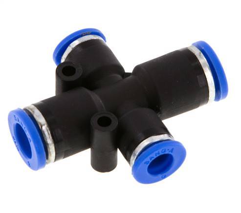 6mm x 8mm Cross Push-in Fitting PA 66 NBR 2 Outlets