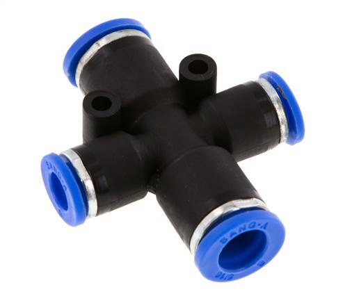 6mm x 8mm Cross Push-in Fitting PA 66 NBR 2 Outlets