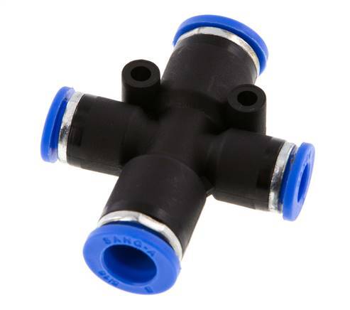 6mm x 8mm Cross Push-in Fitting PA 66 NBR 2 Outlets