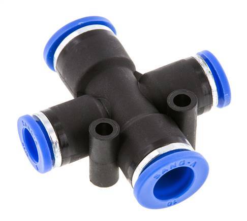 8mm x 10mm Cross Push-in Fitting PA 66 NBR 2 Outlets