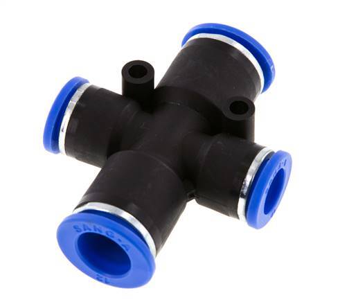 10mm x 12mm Cross Push-in Fitting PA 66 NBR 2 Outlets