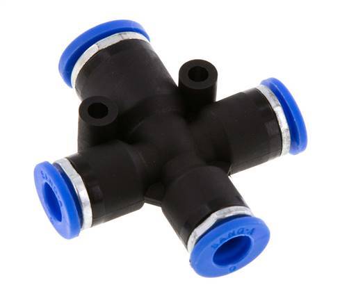 6mm x 8mm Cross Push-in Fitting PA 66 NBR 3 Outlets