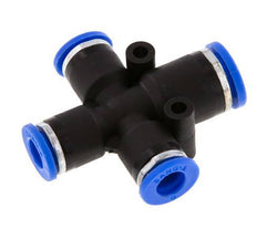 6mm x 8mm Cross Push-in Fitting PA 66 NBR 3 Outlets