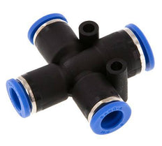 8mm x 10mm Cross Push-in Fitting PA 66 NBR 3 Outlets