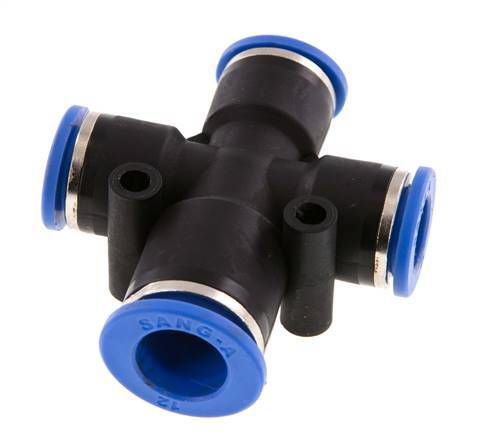 10mm x 12mm Cross Push-in Fitting PA 66 NBR 3 Outlets