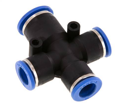 10mm x 12mm Cross Push-in Fitting PA 66 NBR 3 Outlets