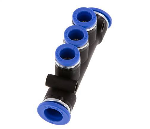 8mm x 10mm 3-way Manifold Push-in Fitting Brass/PA 66 NBR