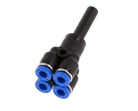 4mm x 6mm 4-way Y Manifold Push-in Fitting with Plug-in Brass/PA 66 NBR