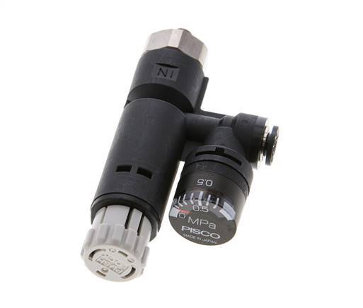 Pneumatic Pressure Regulator 4mm - M5 with Pressure Gauge