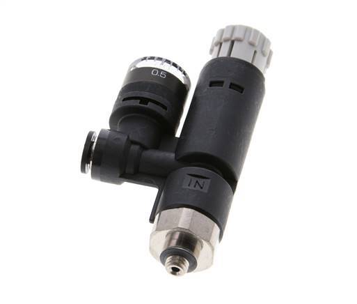 Pneumatic Pressure Regulator 4mm - M5 with Pressure Gauge