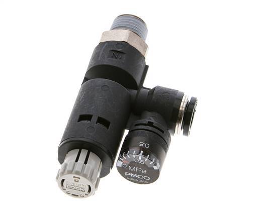 Pneumatic Pressure Regulator 8mm - R1/4'' with Pressure Gauge