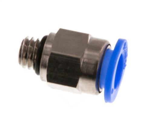 6mm x M 6 Push-in Fitting with Male Threads Brass/POM NBR Compact Design [2 Pieces]