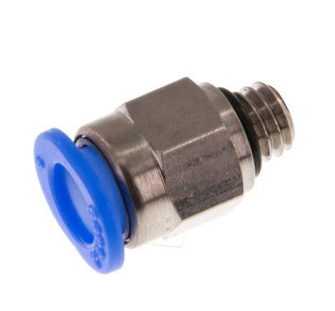 6mm x M 6 Push-in Fitting with Male Threads Brass/POM NBR Compact Design [2 Pieces]