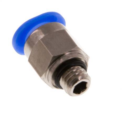 6mm x M 6 Push-in Fitting with Male Threads Brass/POM NBR Compact Design [2 Pieces]