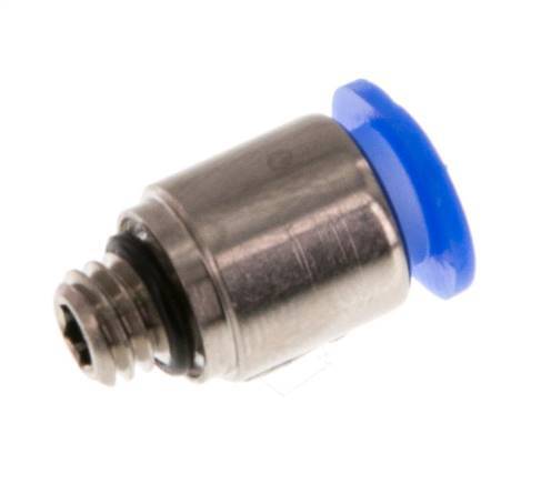 6mm x M 6 Push-in Fitting with Male Threads Brass/POM NBR Inner Hexagon Compact Design [2 Pieces]