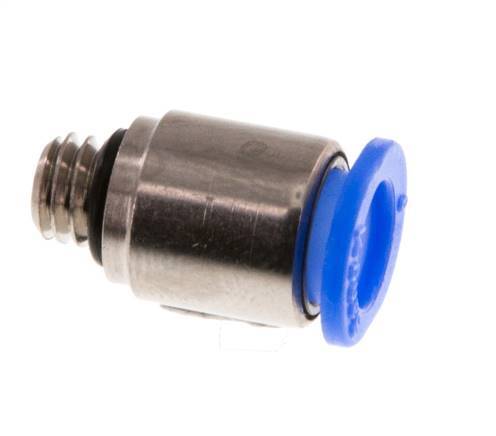 6mm x M 6 Push-in Fitting with Male Threads Brass/POM NBR Inner Hexagon Compact Design [2 Pieces]