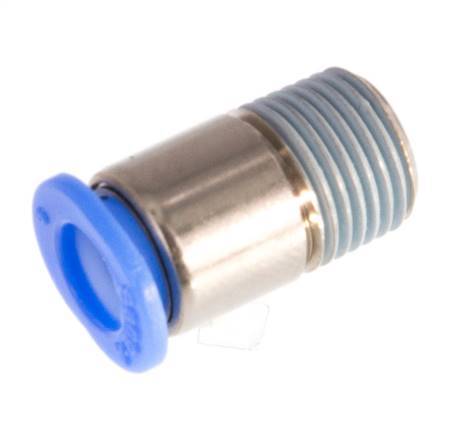 6mm x R1/8'' Push-in Fitting with Male Threads Brass/POM NBR Inner Hexagon Compact Design [5 Pieces]