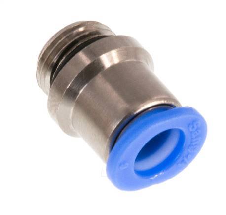 6mm x G1/8'' Push-in Fitting with Male Threads Brass/POM NBR Inner Hexagon Compact Design [5 Pieces]