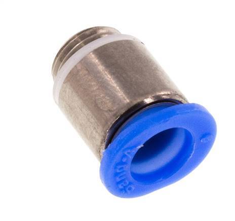 6mm x M 8 x 0.75 Push-in Fitting with Male Threads Brass/POM NBR Inner Hexagon Compact Design [5 Pieces]