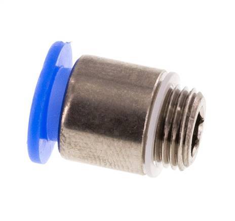 6mm x M 8 x 0.75 Push-in Fitting with Male Threads Brass/POM NBR Inner Hexagon Compact Design [5 Pieces]