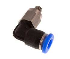 3mm x M 3 90deg Elbow Push-in Fitting with Male Threads Steel/PBT NBR Short Sleeve Rotatable Compact Design [2 Pieces]
