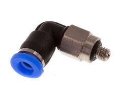 3mm x M 3 90deg Elbow Push-in Fitting with Male Threads Steel/PBT NBR Short Sleeve Rotatable Compact Design [2 Pieces]