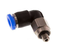 3mm x M 3 90deg Elbow Push-in Fitting with Male Threads Steel/PBT NBR Short Sleeve Rotatable Compact Design [2 Pieces]