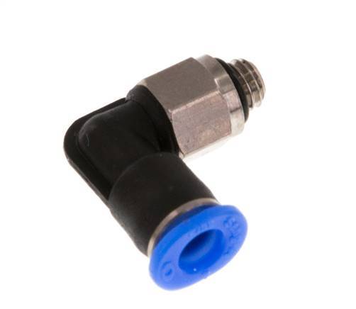 4mm x M 5 90deg Elbow Push-in Fitting with Male Threads Brass/PBT NBR Short Sleeve Rotatable Compact Design [2 Pieces]