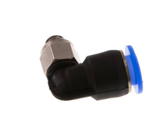 6mm x M 5 90deg Elbow Push-in Fitting with Male Threads Brass/PBT NBR Short Sleeve Rotatable Compact Design [2 Pieces]