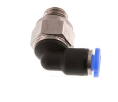 3mm x M 6 90deg Elbow Push-in Fitting with Male Threads Brass/PBT NBR Short Sleeve Rotatable Compact Design [2 Pieces]
